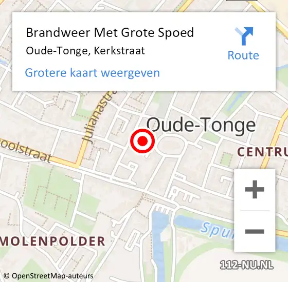 Locatie op kaart van de 112 melding: Brandweer Met Grote Spoed Naar Oude-Tonge, Kerkstraat op 17 april 2020 20:05