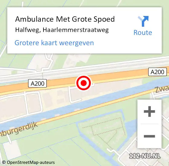 Locatie op kaart van de 112 melding: Ambulance Met Grote Spoed Naar Halfweg, Haarlemmerstraatweg op 17 april 2020 20:52