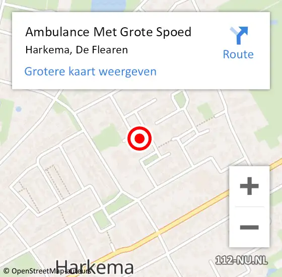 Locatie op kaart van de 112 melding: Ambulance Met Grote Spoed Naar Harkema, De Flearen op 4 mei 2014 10:49