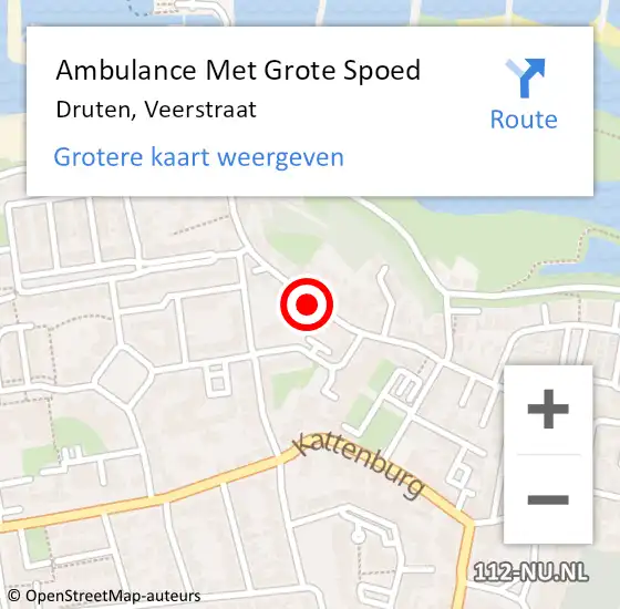 Locatie op kaart van de 112 melding: Ambulance Met Grote Spoed Naar Druten, Veerstraat op 17 april 2020 21:50