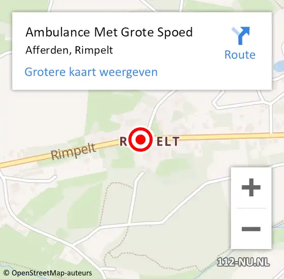 Locatie op kaart van de 112 melding: Ambulance Met Grote Spoed Naar Afferden, Rimpelt op 18 april 2020 13:08