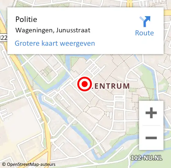Locatie op kaart van de 112 melding: Politie Wageningen, Junusstraat op 18 april 2020 14:24