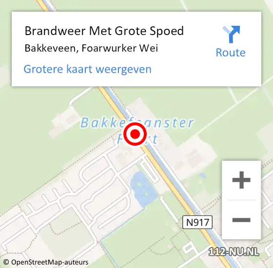 Locatie op kaart van de 112 melding: Brandweer Met Grote Spoed Naar Bakkeveen, Foarwurker Wei op 18 april 2020 17:05