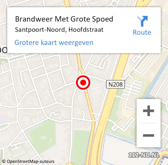 Locatie op kaart van de 112 melding: Brandweer Met Grote Spoed Naar Santpoort-Noord, Hoofdstraat op 18 april 2020 17:17
