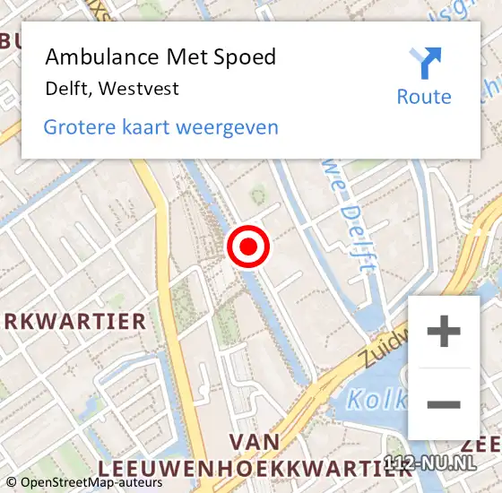 Locatie op kaart van de 112 melding: Ambulance Met Spoed Naar Delft, Westvest op 18 april 2020 19:34