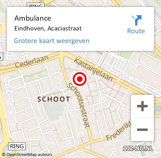 Locatie op kaart van de 112 melding: Ambulance Eindhoven, Acaciastraat op 19 april 2020 00:14