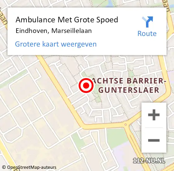 Locatie op kaart van de 112 melding: Ambulance Met Grote Spoed Naar Eindhoven, Marseillelaan op 19 april 2020 07:29