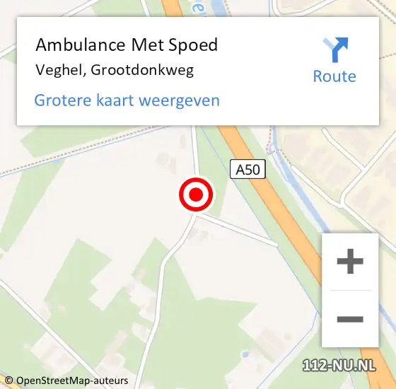 Locatie op kaart van de 112 melding: Ambulance Met Spoed Naar Veghel, Grootdonkweg op 19 april 2020 13:03