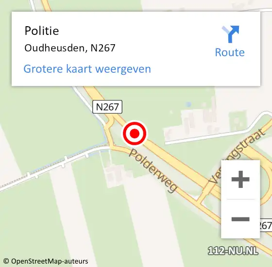 Locatie op kaart van de 112 melding: Politie Oudheusden, N267 op 19 april 2020 14:23