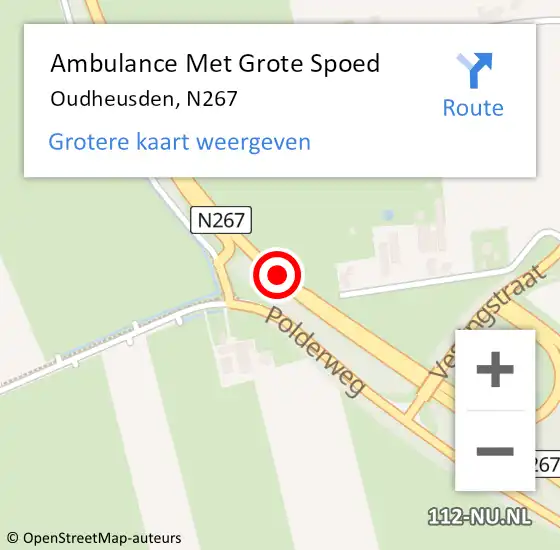 Locatie op kaart van de 112 melding: Ambulance Met Grote Spoed Naar Oudheusden, N267 op 19 april 2020 14:24