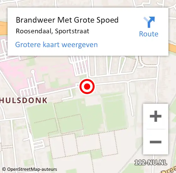Locatie op kaart van de 112 melding: Brandweer Met Grote Spoed Naar Roosendaal, Sportstraat op 19 april 2020 16:32
