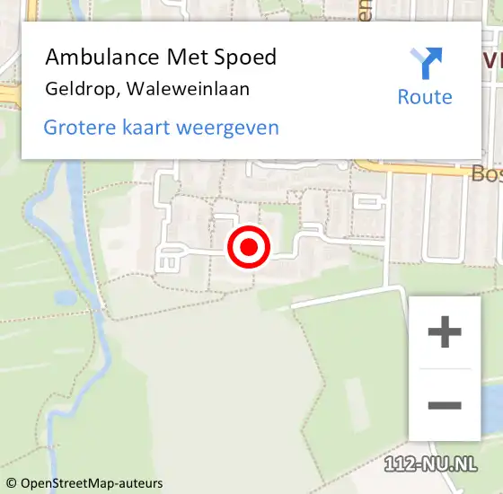 Locatie op kaart van de 112 melding: Ambulance Met Spoed Naar Geldrop, Waleweinlaan op 19 april 2020 16:47