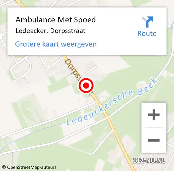 Locatie op kaart van de 112 melding: Ambulance Met Spoed Naar Ledeacker, Dorpsstraat op 19 april 2020 18:02