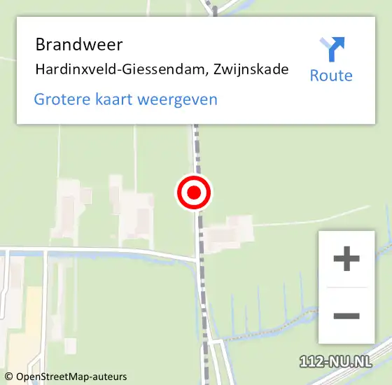 Locatie op kaart van de 112 melding: Brandweer Hardinxveld-Giessendam, Zwijnskade op 19 april 2020 19:22