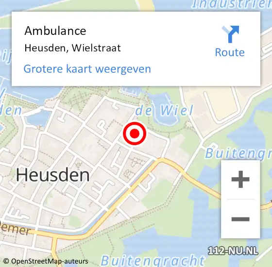 Locatie op kaart van de 112 melding: Ambulance Heusden, Wielstraat op 4 mei 2014 13:49