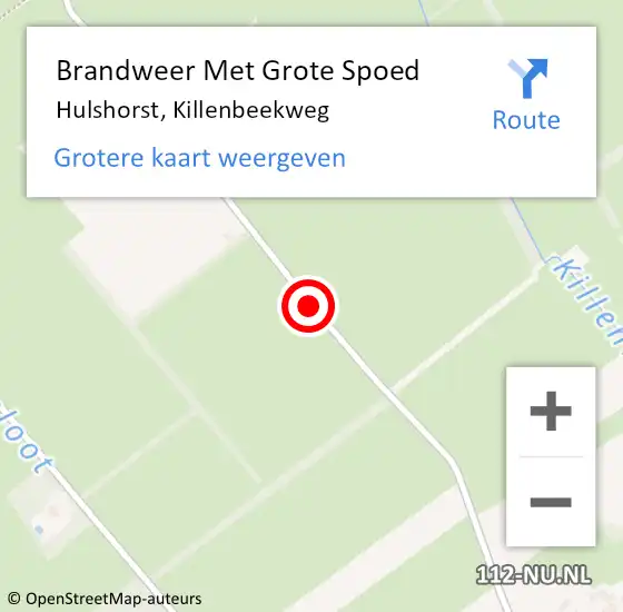 Locatie op kaart van de 112 melding: Brandweer Met Grote Spoed Naar Hulshorst, Killenbeekweg op 19 april 2020 19:55