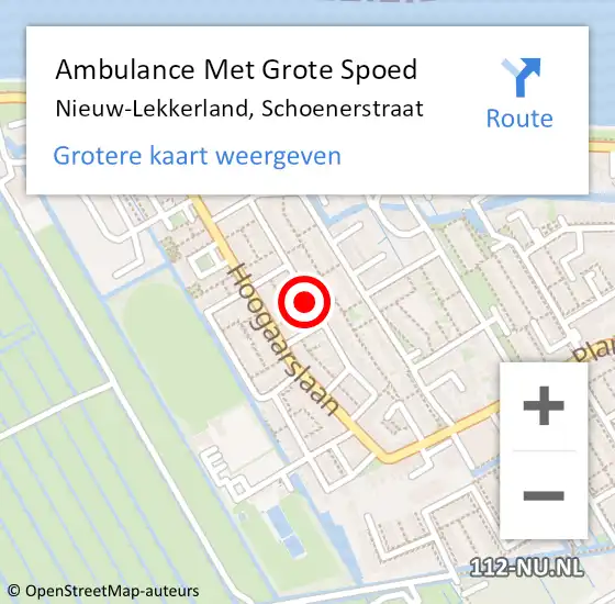 Locatie op kaart van de 112 melding: Ambulance Met Grote Spoed Naar Nieuw-Lekkerland, Schoenerstraat op 20 april 2020 01:21