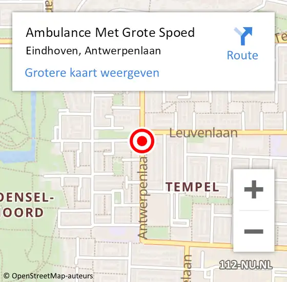 Locatie op kaart van de 112 melding: Ambulance Met Grote Spoed Naar Eindhoven, Antwerpenlaan op 20 april 2020 10:36
