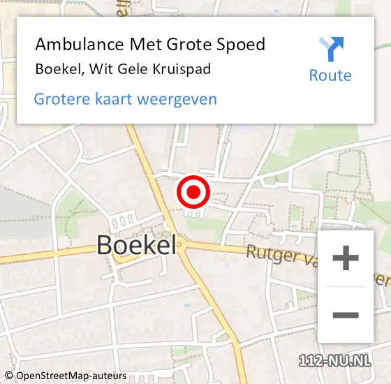 Locatie op kaart van de 112 melding: Ambulance Met Grote Spoed Naar Boekel, Wit Gele Kruispad op 20 april 2020 11:25