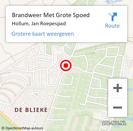Locatie op kaart van de 112 melding: Brandweer Met Grote Spoed Naar Hollum, Jan Roepespad op 20 april 2020 14:05