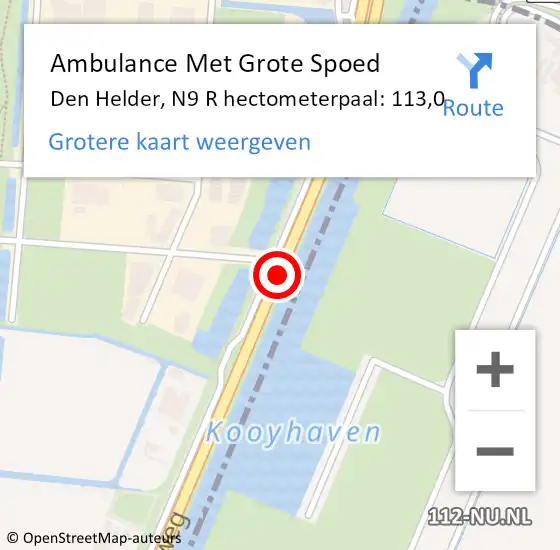 Locatie op kaart van de 112 melding: Ambulance Met Grote Spoed Naar Den Helder, N9 op 20 april 2020 14:26