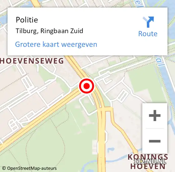 Locatie op kaart van de 112 melding: Politie Tilburg, Ringbaan Zuid op 20 april 2020 15:50