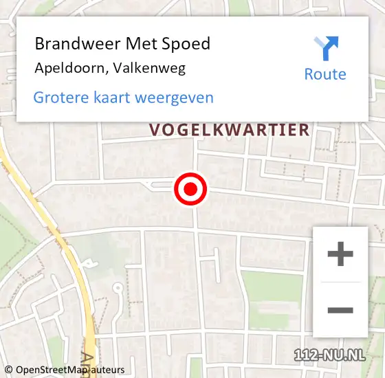 Locatie op kaart van de 112 melding: Brandweer Met Spoed Naar Apeldoorn, Valkenweg op 20 april 2020 17:33