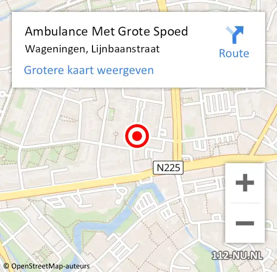 Locatie op kaart van de 112 melding: Ambulance Met Grote Spoed Naar Wageningen, Lijnbaanstraat op 20 april 2020 22:56