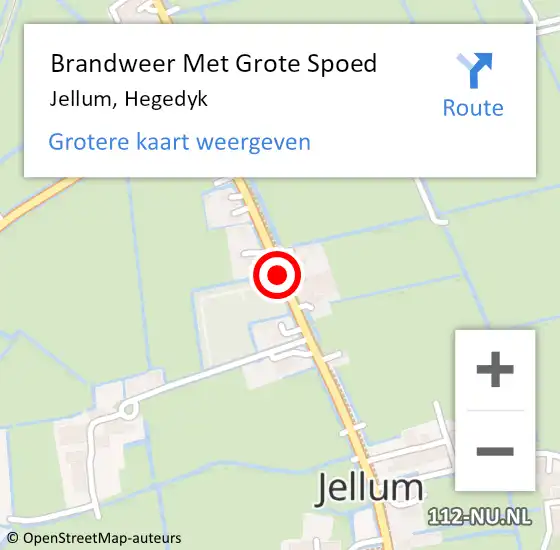 Locatie op kaart van de 112 melding: Brandweer Met Grote Spoed Naar Jellum, Hegedyk op 21 april 2020 10:20