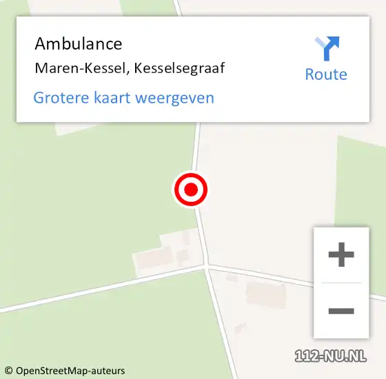 Locatie op kaart van de 112 melding: Ambulance Maren-Kessel, Kesselsegraaf op 21 april 2020 11:00