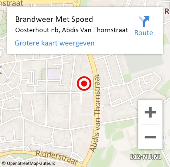 Locatie op kaart van de 112 melding: Brandweer Met Spoed Naar Oosterhout nb, Abdis Van Thornstraat op 21 april 2020 12:27