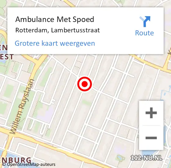 Locatie op kaart van de 112 melding: Ambulance Met Spoed Naar Rotterdam, Lusthofstraat op 21 april 2020 13:23