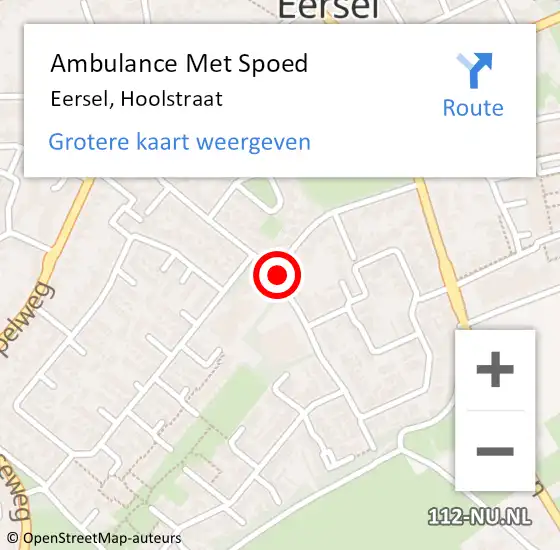 Locatie op kaart van de 112 melding: Ambulance Met Spoed Naar Eersel, Hoolstraat op 21 april 2020 15:38