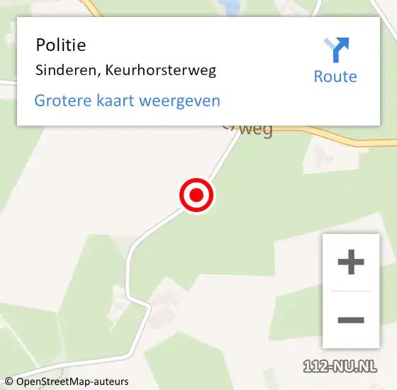 Locatie op kaart van de 112 melding: Politie Sinderen, Keurhorsterweg op 21 april 2020 16:42