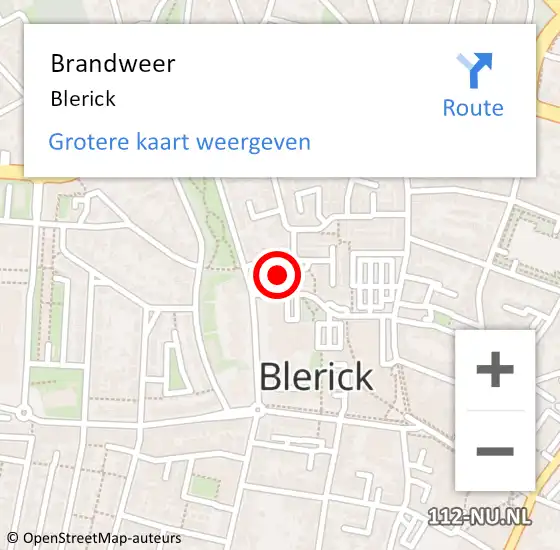 Locatie op kaart van de 112 melding: Brandweer Blerick op 21 april 2020 16:55