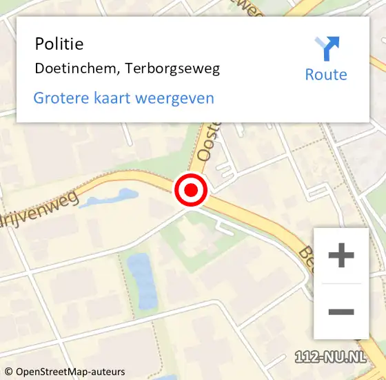 Locatie op kaart van de 112 melding: Politie Doetinchem, Terborgseweg op 21 april 2020 18:17