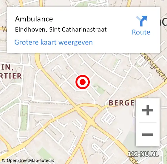 Locatie op kaart van de 112 melding: Ambulance Eindhoven, Sint Catharinastraat op 21 april 2020 19:33