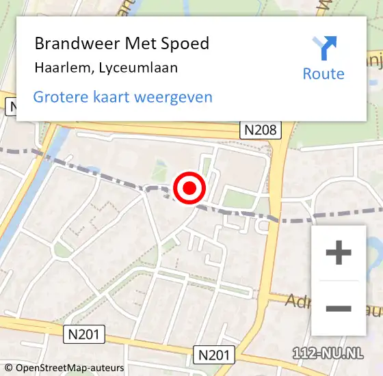 Locatie op kaart van de 112 melding: Brandweer Met Spoed Naar Haarlem, Lyceumlaan op 21 april 2020 20:43