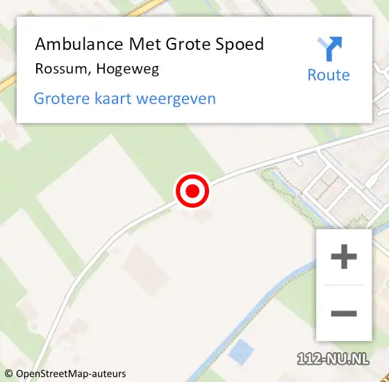 Locatie op kaart van de 112 melding: Ambulance Met Grote Spoed Naar Rossum, Hogeweg op 21 april 2020 21:07