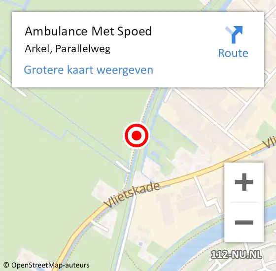 Locatie op kaart van de 112 melding: Ambulance Met Spoed Naar Arkel, Parallelweg op 21 april 2020 21:08