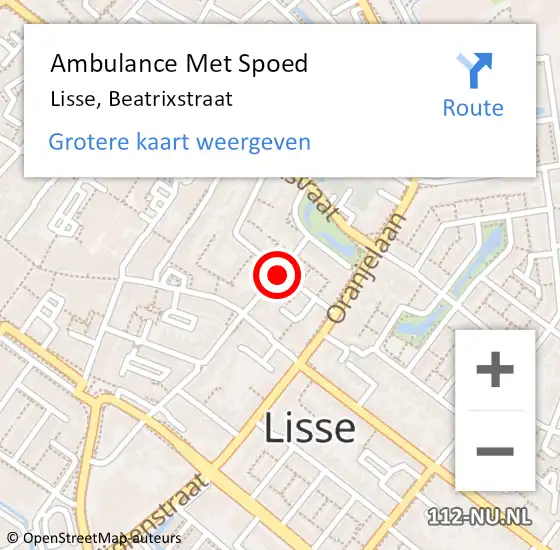 Locatie op kaart van de 112 melding: Ambulance Met Spoed Naar Lisse, Beatrixstraat op 22 april 2020 08:42