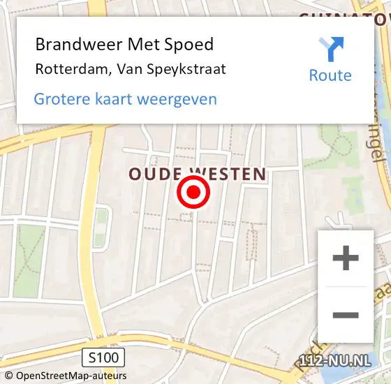 Locatie op kaart van de 112 melding: Brandweer Met Spoed Naar Rotterdam, Van Speykstraat op 22 april 2020 11:17