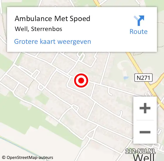 Locatie op kaart van de 112 melding: Ambulance Met Spoed Naar Well, Sterrenbos op 22 april 2020 11:54