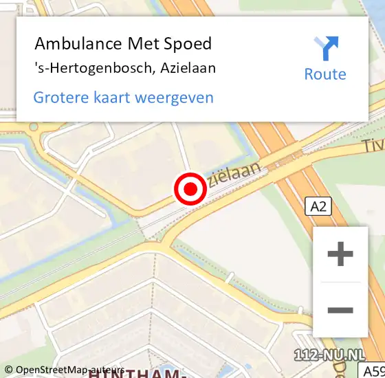 Locatie op kaart van de 112 melding: Ambulance Met Spoed Naar 's-Hertogenbosch, Azielaan op 22 april 2020 14:45