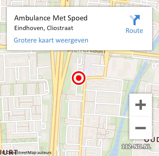 Locatie op kaart van de 112 melding: Ambulance Met Spoed Naar Eindhoven, Cliostraat op 22 april 2020 21:18