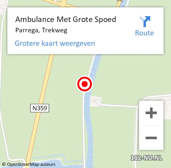 Locatie op kaart van de 112 melding: Ambulance Met Grote Spoed Naar Parrega, Trekweg op 23 april 2020 07:51