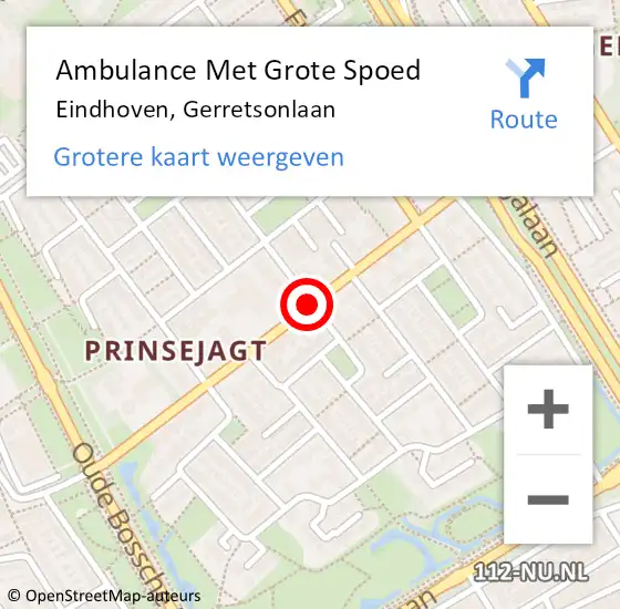 Locatie op kaart van de 112 melding: Ambulance Met Grote Spoed Naar Eindhoven, Gerretsonlaan op 23 april 2020 09:55
