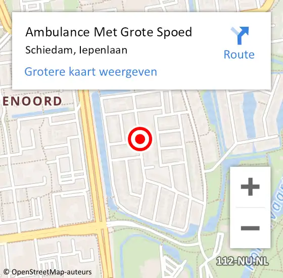 Locatie op kaart van de 112 melding: Ambulance Met Grote Spoed Naar Schiedam, Iepenlaan op 23 april 2020 10:27