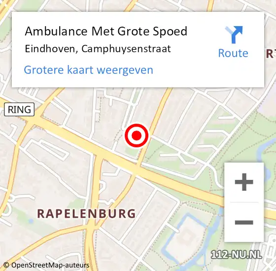 Locatie op kaart van de 112 melding: Ambulance Met Grote Spoed Naar Eindhoven, Camphuysenstraat op 23 april 2020 12:22