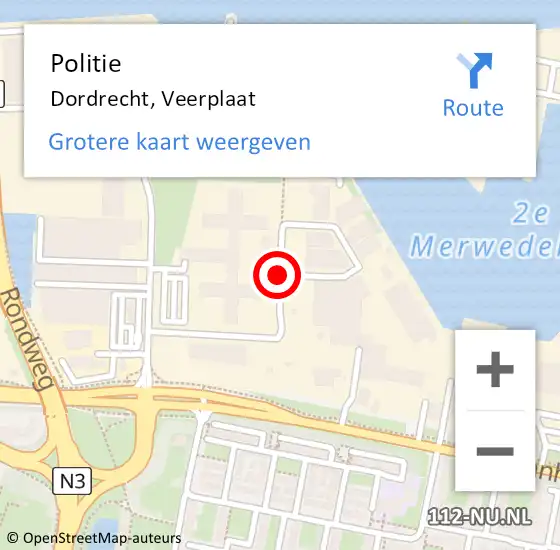 Locatie op kaart van de 112 melding: Politie Dordrecht, Veerplaat op 23 april 2020 12:36